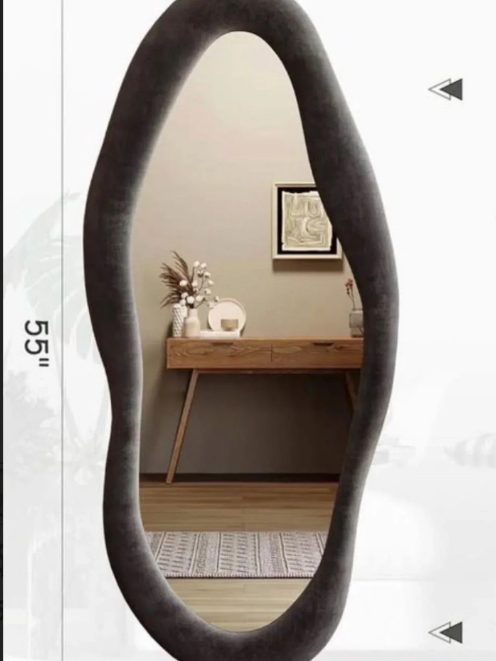 Black Velvet Wavy Standing Mirror